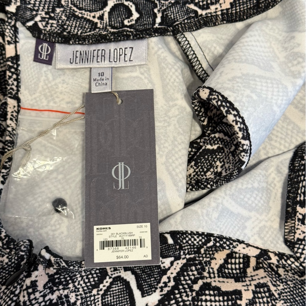 Jennifer Lopez Peekaboo Back Bodycon Snake Print Midi Dress Size 10 - Picture 8 of 11